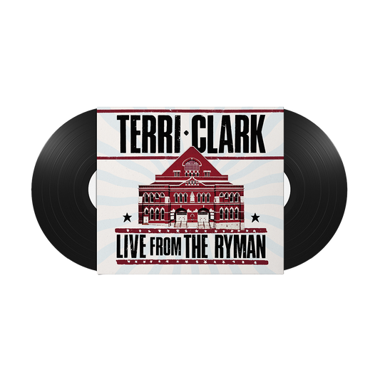 Terri Clark 'Live from the Ryman' vinyl record package with the album cover and two black records visible.