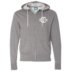 TC logo grey zip hoodie front Terri Clark 