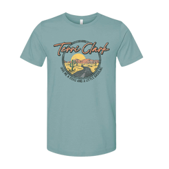 Give me a road and a little gasoline desert dusty blue tee Terri Clark 