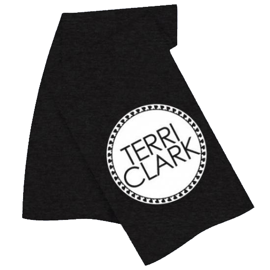 Logo printed black scarf Terri Clark 