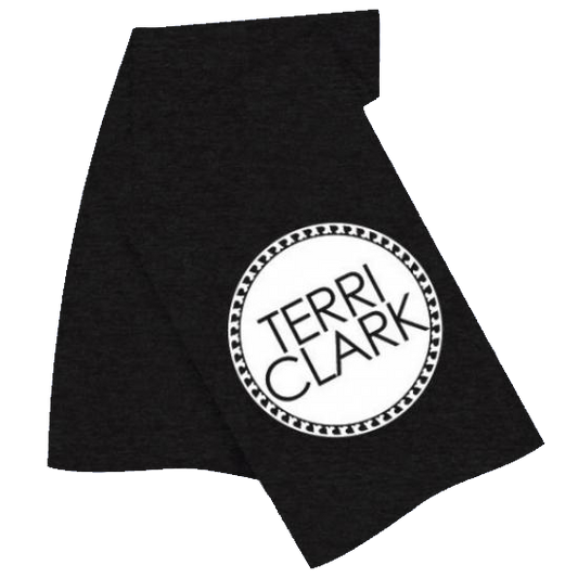 Logo printed black scarf Terri Clark 