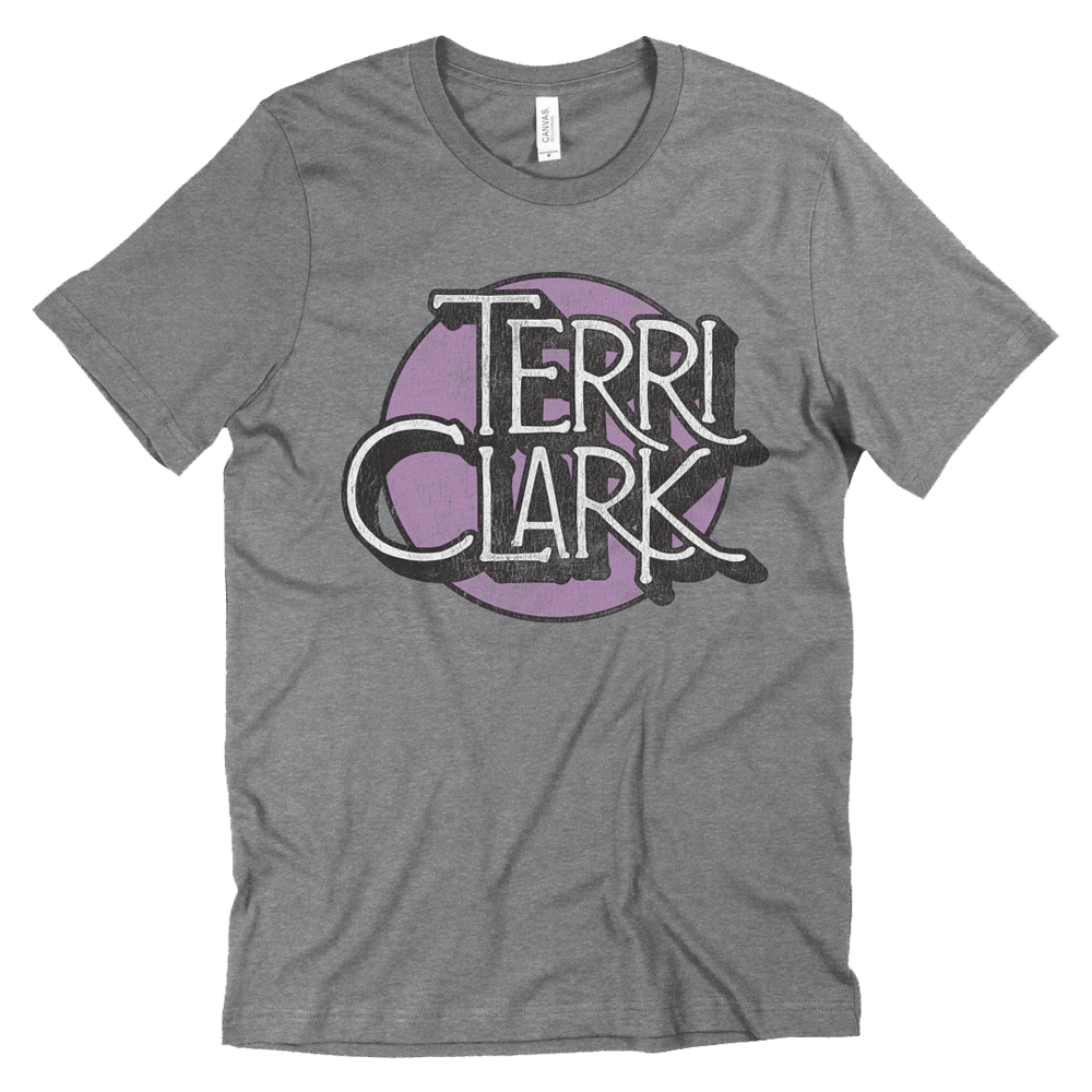 TC logo purple and grey tee Terri Clark