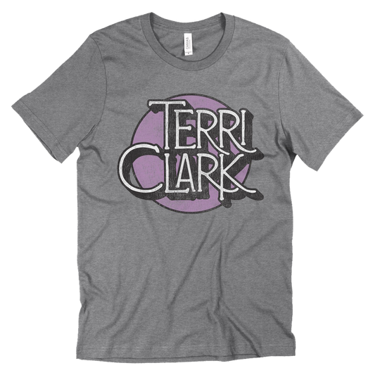 TC logo purple and grey tee Terri Clark
